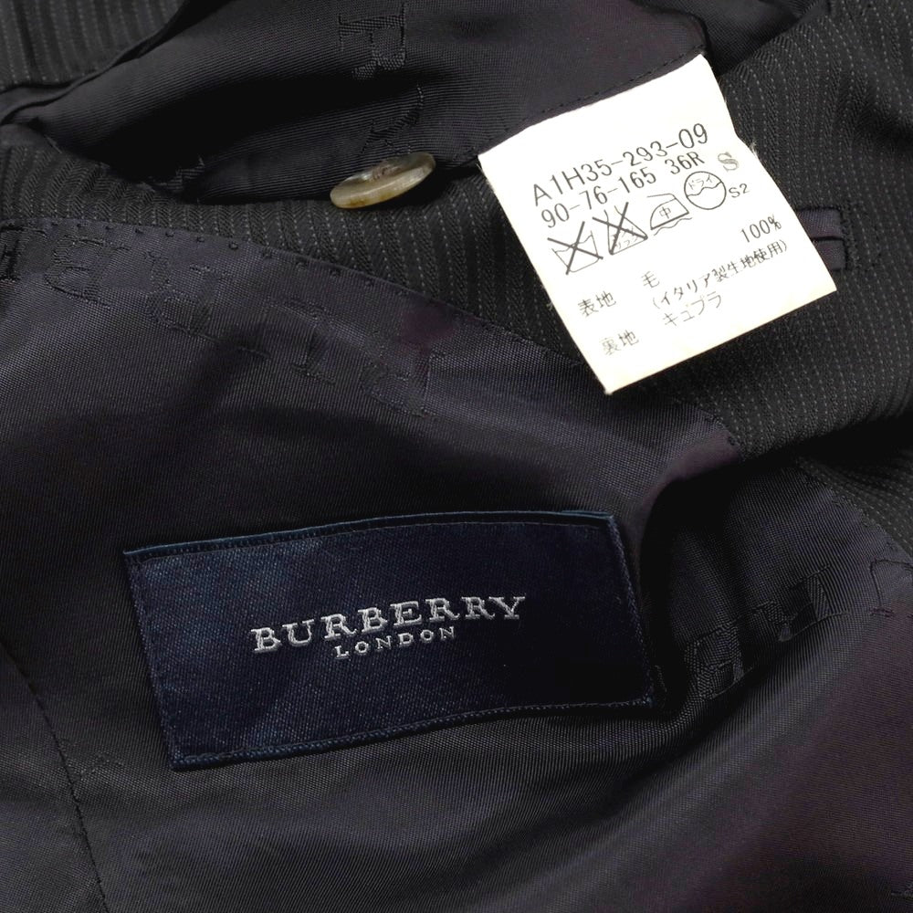 【中古】バーバリーロンドン BURBERRY LONDON ウール ストライプ 2つボタンスーツ ブラック【 サイズ36 】【 状態ランクC 】【 メンズ 】 [APD]