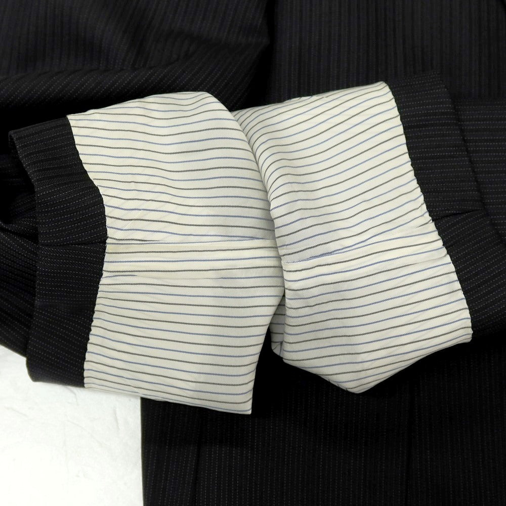【中古】バーバリーロンドン BURBERRY LONDON ウール ストライプ 2つボタンスーツ ブラック【 サイズ36 】【 状態ランクC 】【 メンズ 】 [APD]