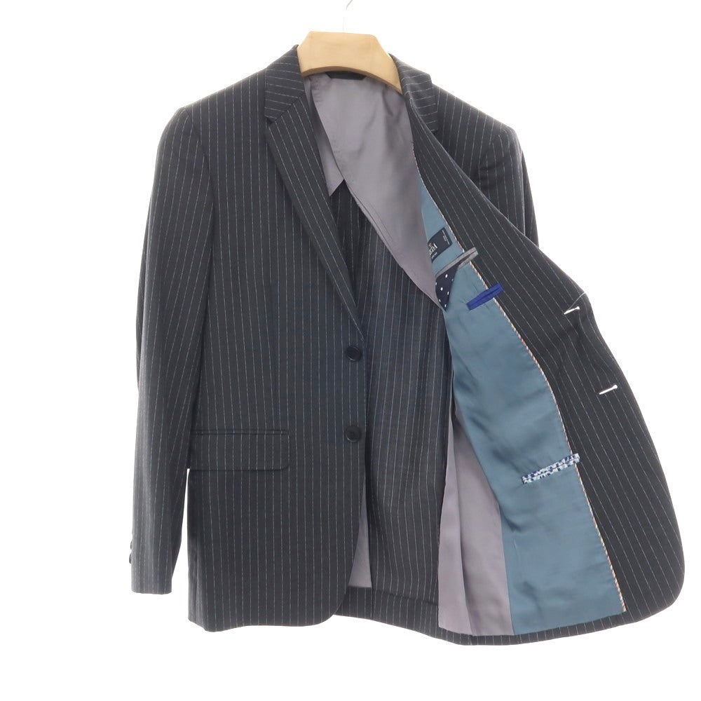 【中古】ポールスミス Paul Smith ウール ピンストライプ 2つボタンスーツ グレーxブルー【 S 】【 状態ランクC 】【 メンズ 】 []