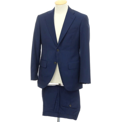 【中古】アザブテーラー azabu tailor ウール ヘリンボーン 2つボタンスーツ ネイビー【 上42/下76 】【 状態ランクC 】【 メンズ 】[APD]