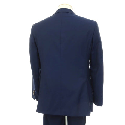 【中古】アザブテーラー azabu tailor ウール ヘリンボーン 2つボタンスーツ ネイビー【 上42/下76 】【 状態ランクC 】【 メンズ 】[APD]