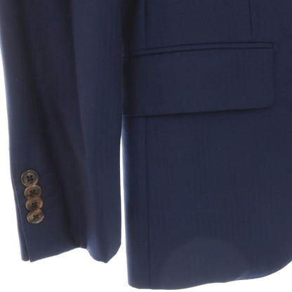 【中古】アザブテーラー azabu tailor ウール ヘリンボーン 2つボタンスーツ ネイビー【 上42/下76 】【 状態ランクC 】【 メンズ 】[APD]