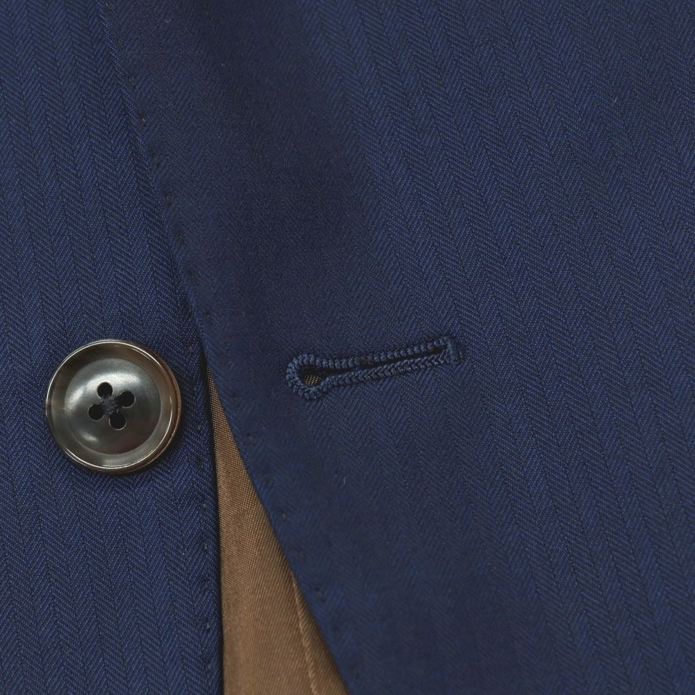 【中古】アザブテーラー azabu tailor ウール ヘリンボーン 2つボタンスーツ ネイビー【 上42/下76 】【 状態ランクC 】【 メンズ 】[APD]