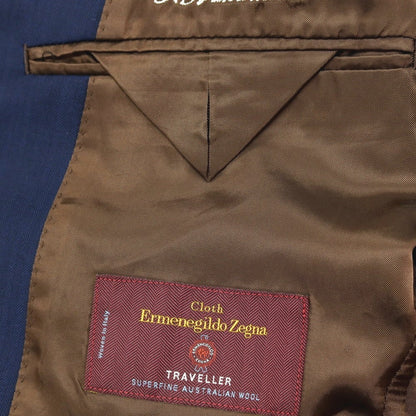 【中古】アザブテーラー azabu tailor ウール ヘリンボーン 2つボタンスーツ ネイビー【 上42/下76 】【 状態ランクC 】【 メンズ 】[APD]