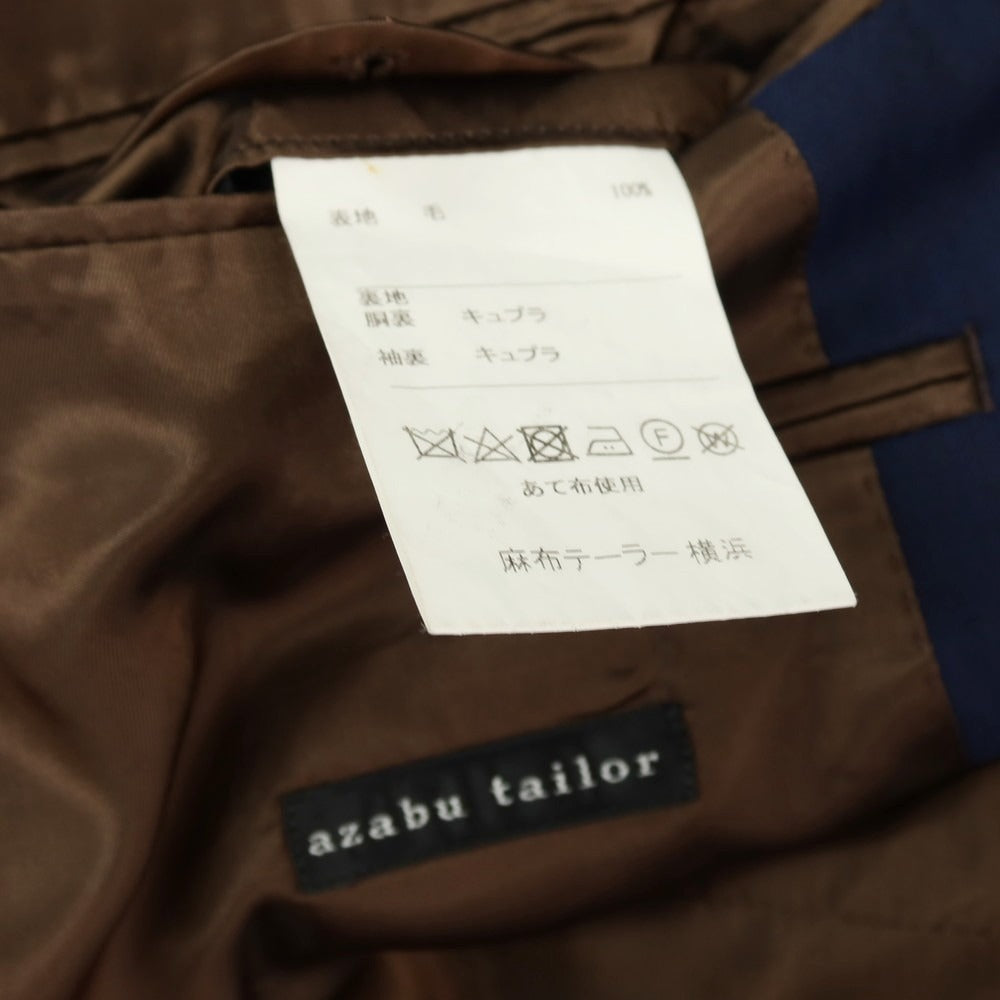 【中古】アザブテーラー azabu tailor ウール ヘリンボーン 2つボタンスーツ ネイビー【 上42/下76 】【 状態ランクC 】【 メンズ 】[APD]