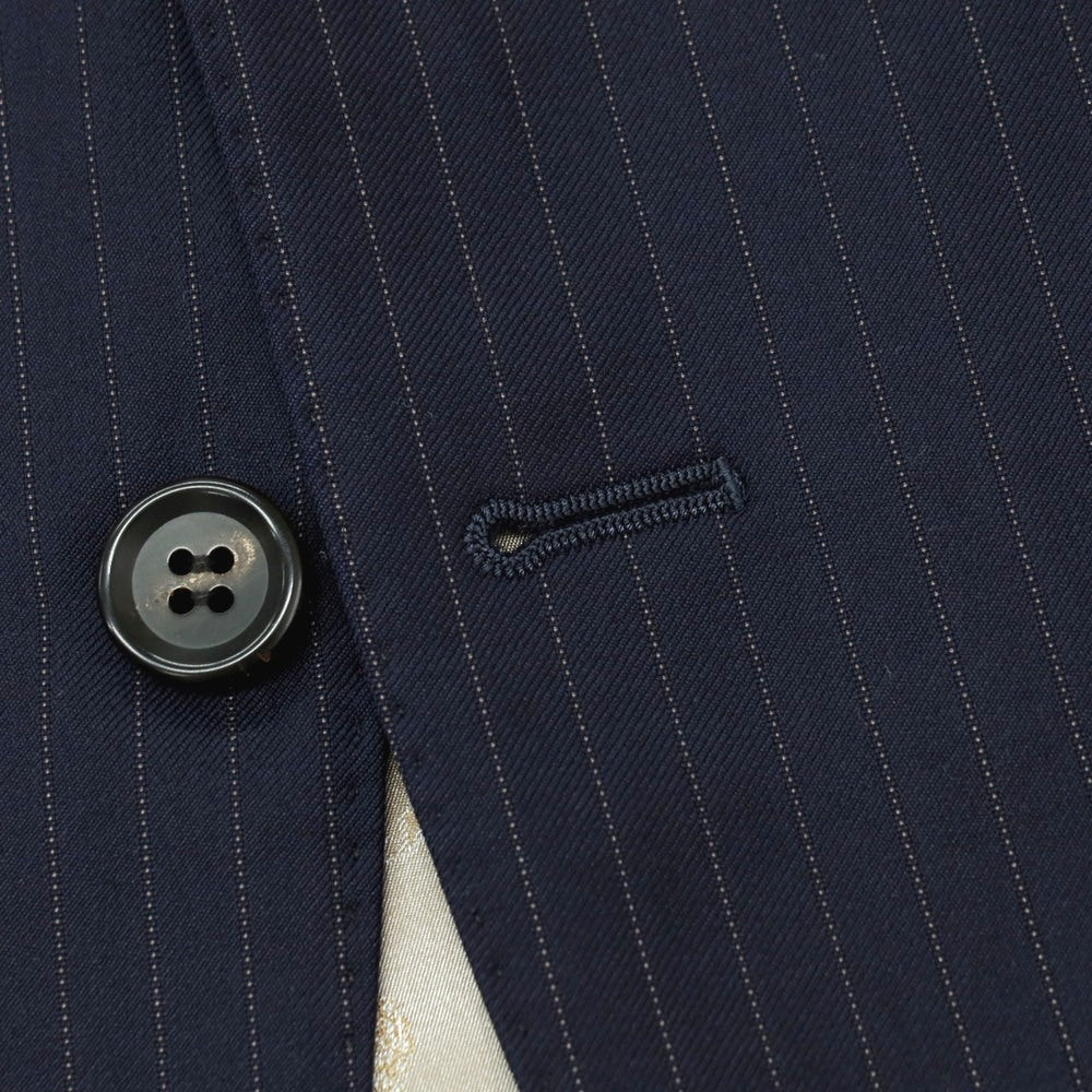 【中古】イセタンメンズ ISETAN MENS ウール ピンストライプ 2つボタンスーツ ネイビー【サイズ表記なし（S位）】【 状態ランクB 】【 メンズ 】