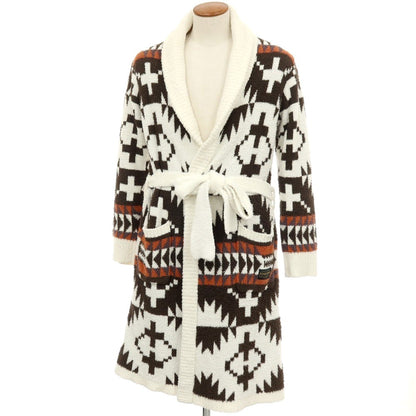【中古】ジェラートピケ オム GELATO PIQUE HOMME × PENDLETON ポリエステル パウダー ニット ルームウェア ガウン ホワイトxブラウン【 M 】【 状態ランクB 】【 メンズ 】[APD]