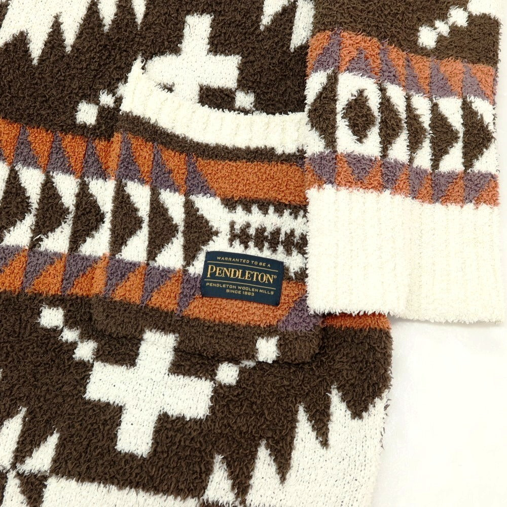 【中古】ジェラートピケ オム GELATO PIQUE HOMME × PENDLETON ポリエステル パウダー ニット ルームウェア ガウン ホワイトxブラウン【 M 】【 状態ランクB 】【 メンズ 】[APD]