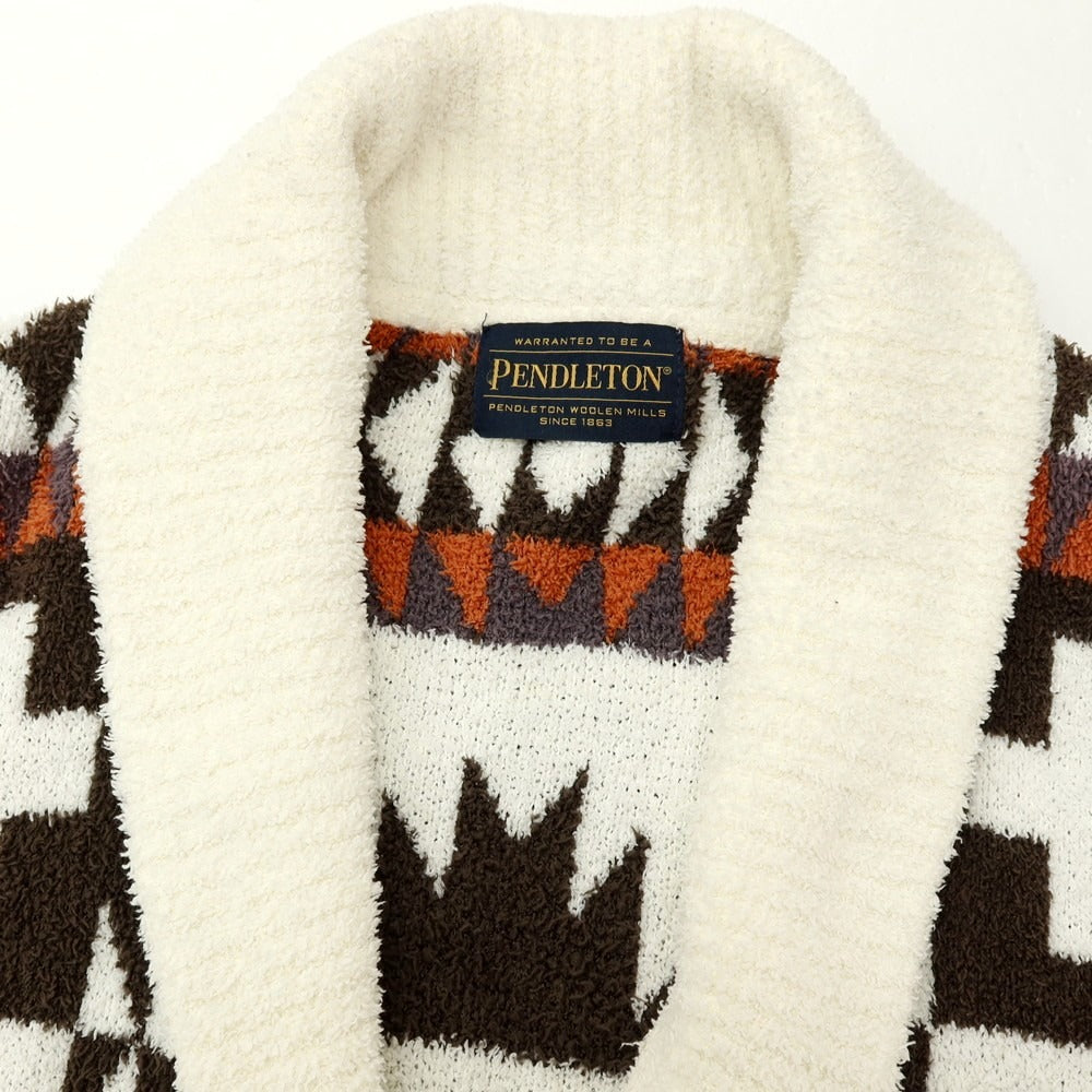 【中古】ジェラートピケ オム GELATO PIQUE HOMME × PENDLETON ポリエステル パウダー ニット ルームウェア ガウン ホワイトxブラウン【 M 】【 状態ランクB 】【 メンズ 】[APD]