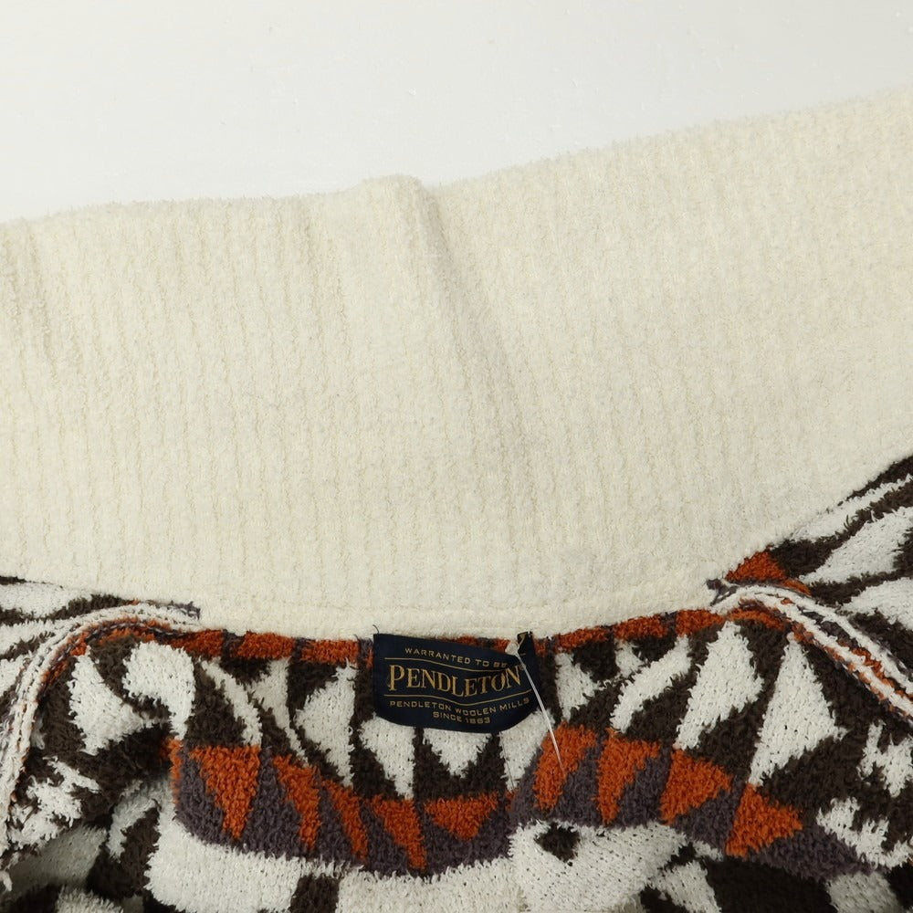 【中古】ジェラートピケ オム GELATO PIQUE HOMME × PENDLETON ポリエステル パウダー ニット ルームウェア ガウン ホワイトxブラウン【 M 】【 状態ランクB 】【 メンズ 】[APD]