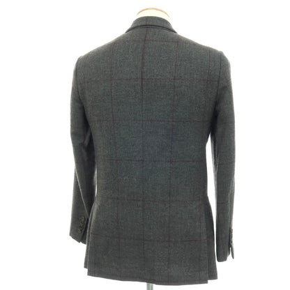 【中古】カルーゾ CARUSO ウールカシミヤシルク ウィンドウペーンチェック 3B テーラードジャケット グレーxパープル【サイズ42】【 状態ランクC 】【 メンズ 】