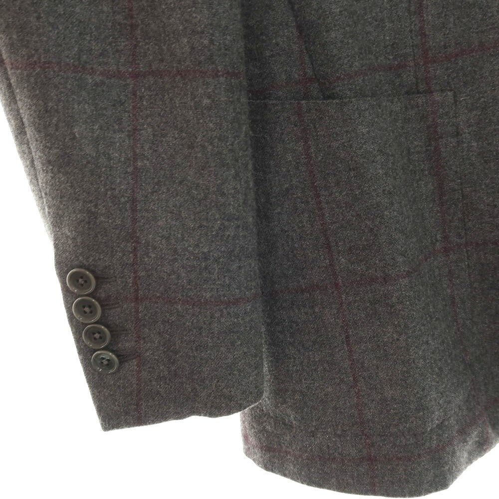 【中古】カルーゾ CARUSO ウールカシミヤシルク ウィンドウペーンチェック 3B テーラードジャケット グレーxパープル【サイズ42】【 状態ランクC 】【 メンズ 】