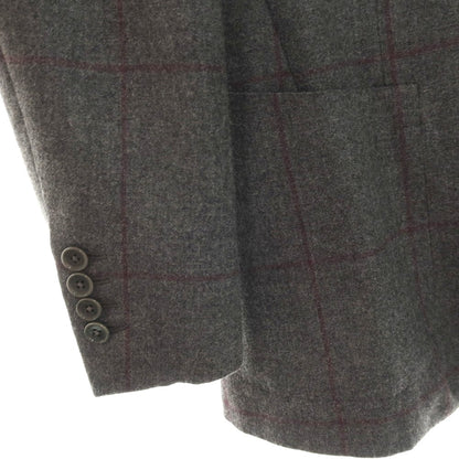 【中古】カルーゾ CARUSO ウールカシミヤシルク ウィンドウペーンチェック 3B テーラードジャケット グレーxパープル【サイズ42】【 状態ランクC 】【 メンズ 】