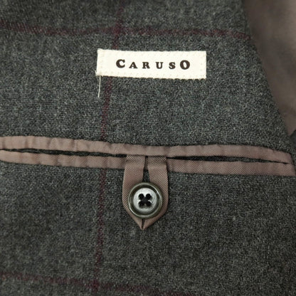 【中古】カルーゾ CARUSO ウールカシミヤシルク ウィンドウペーンチェック 3B テーラードジャケット グレーxパープル【サイズ42】【 状態ランクC 】【 メンズ 】