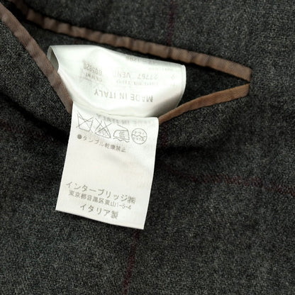 【中古】カルーゾ CARUSO ウールカシミヤシルク ウィンドウペーンチェック 3B テーラードジャケット グレーxパープル【サイズ42】【 状態ランクC 】【 メンズ 】