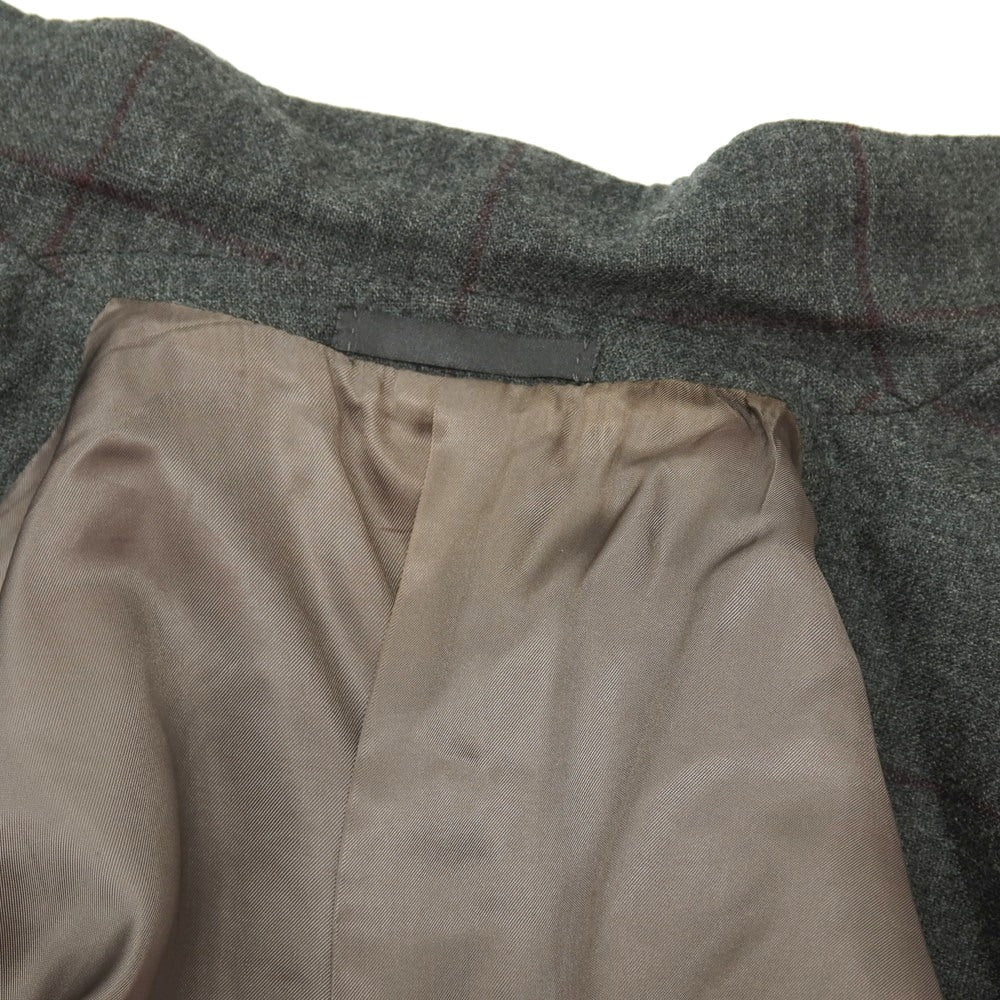 【中古】カルーゾ CARUSO ウールカシミヤシルク ウィンドウペーンチェック 3B テーラードジャケット グレーxパープル【サイズ42】【 状態ランクC 】【 メンズ 】