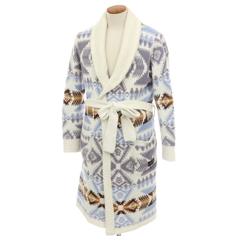 【中古】ジェラートピケ オム GELATO PIQUE HOMME × PENDLETON ポリエステル パウダー ニット ルームウェア ガウン ホワイトxグレー【サイズM】【 状態ランクB 】【 メンズ 】