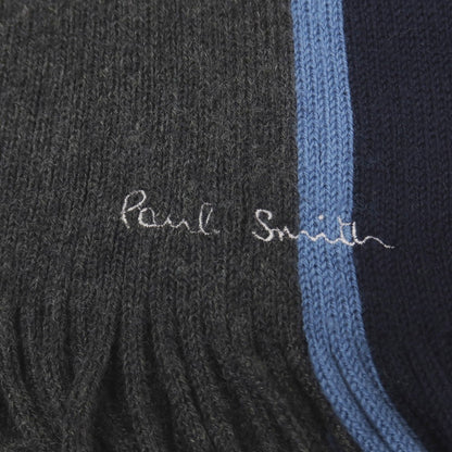 【中古】ポールスミス Paul Smith ウール系 ニット マフラー グレーxネイビー【 状態ランクB 】【 メンズ 】