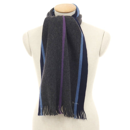 【中古】ポールスミス Paul Smith ウール系 ニット マフラー グレーxネイビー【 状態ランクB 】【 メンズ 】