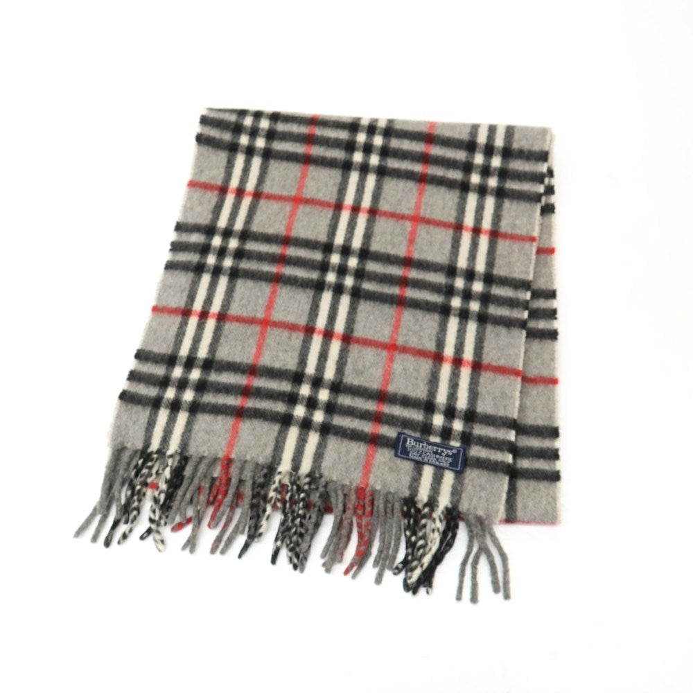 【中古】バーバリーズ Burberrys カシミヤ ノバチェック マフラー グレーxブラック【 状態ランクB 】【 メンズ 】
