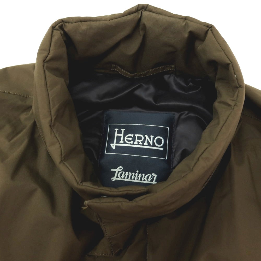 【中古】ヘルノ Herno Laminar GORE-TEX スタンドカラー ダウンコート ダークオリーブ【サイズ46】【 状態ランクC 】【 メンズ 】