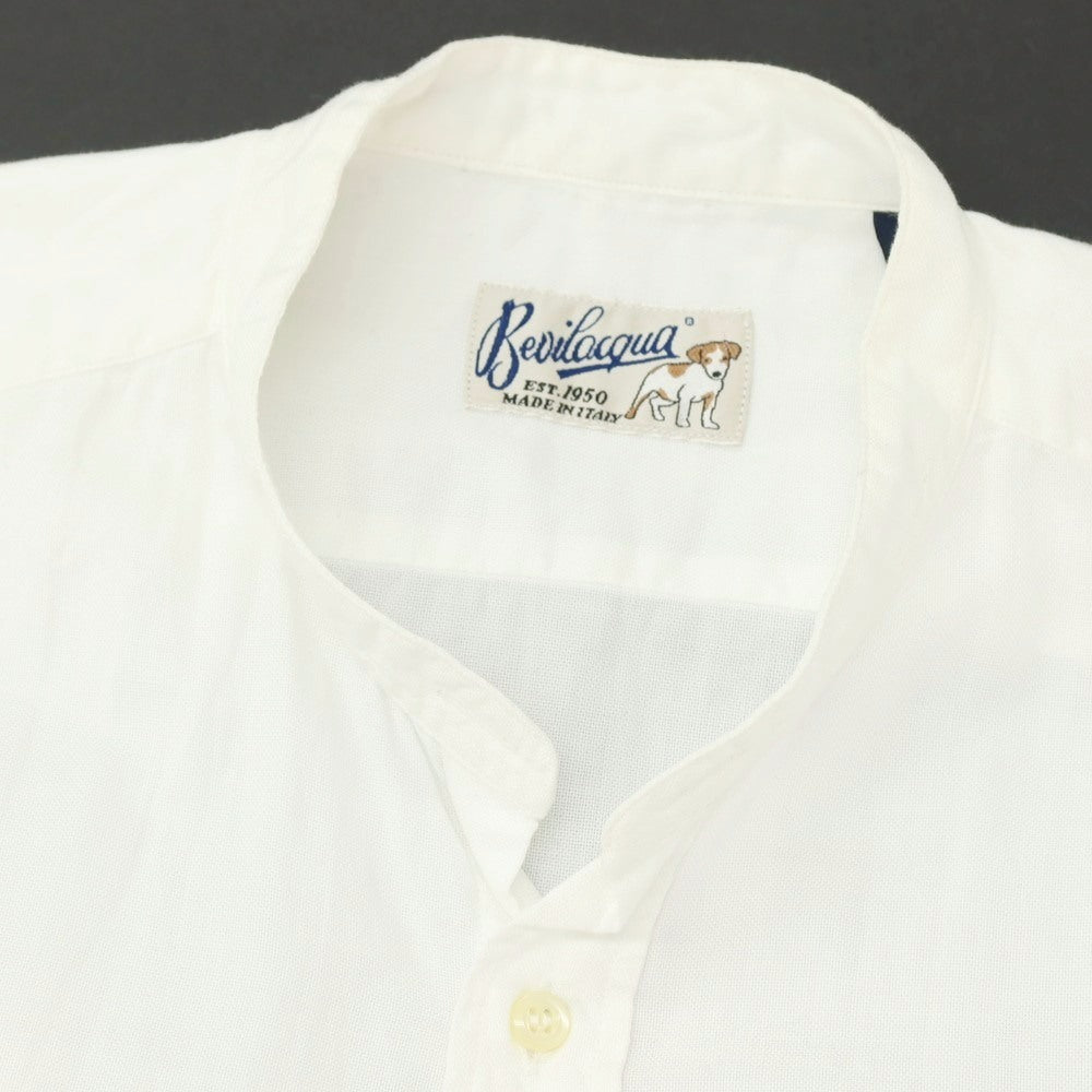【中古】ベヴィラクア BEVILACQUA コットン バンドカラー カジュアルシャツ ホワイト【 S 】【 状態ランクC 】【 メンズ 】[APD]