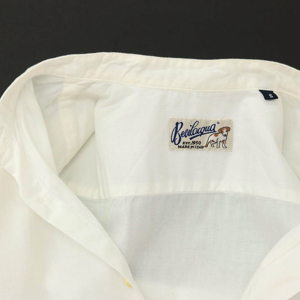 【中古】ベヴィラクア BEVILACQUA コットン バンドカラー カジュアルシャツ ホワイト【 S 】【 状態ランクC 】【 メンズ 】[APD]