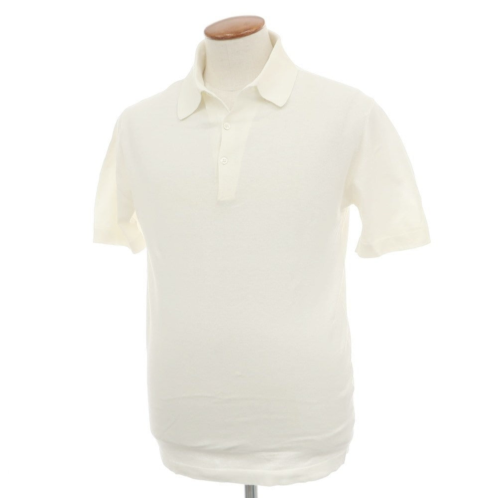 【中古】ジョンスメドレー JOHN SMEDLEY ハイゲージ シーアイランドコットン 半袖 ポロニット オフホワイト【サイズM】【 状態ランクC 】【 メンズ 】