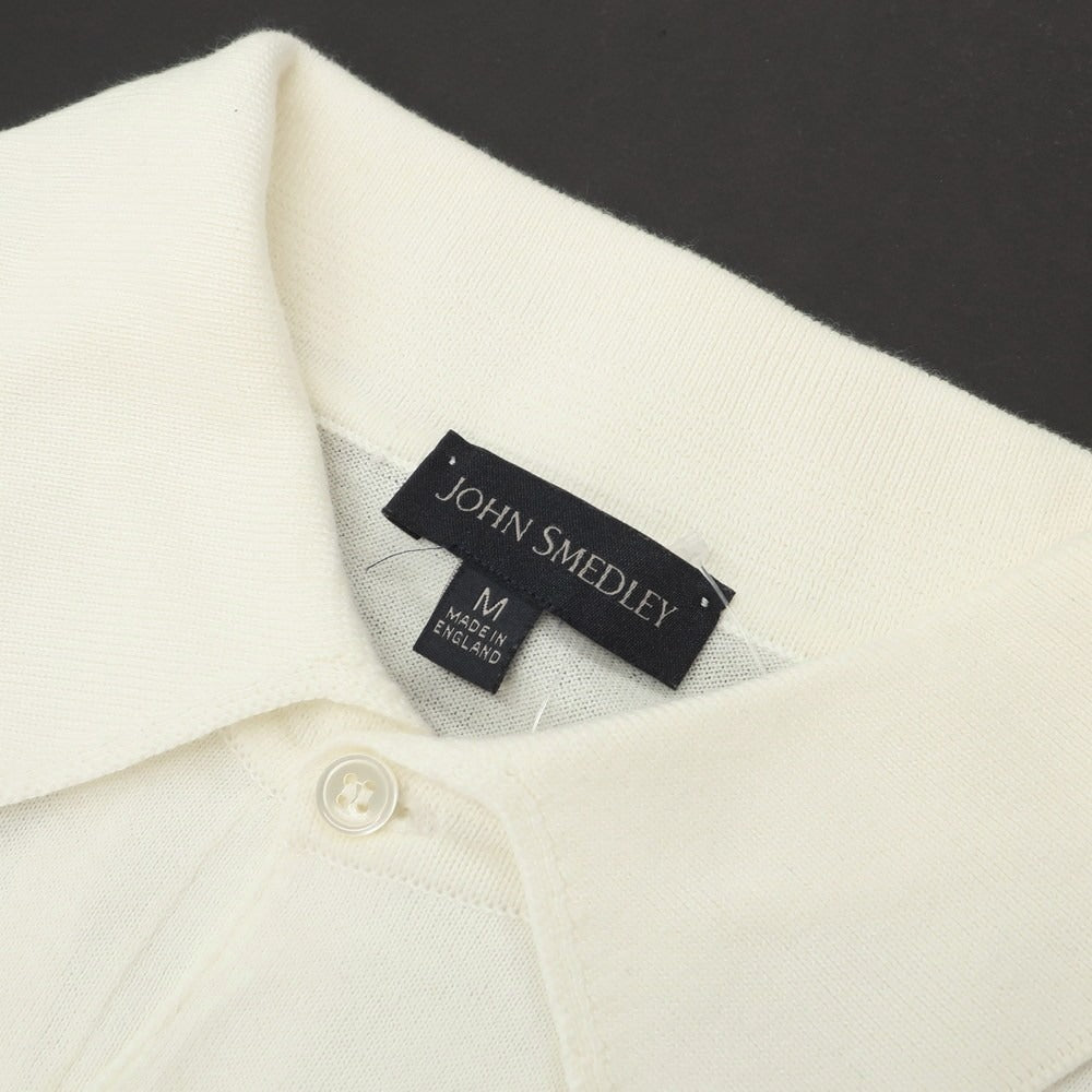 【中古】ジョンスメドレー JOHN SMEDLEY ハイゲージ シーアイランドコットン 半袖 ポロニット オフホワイト【サイズM】【 状態ランクC 】【 メンズ 】