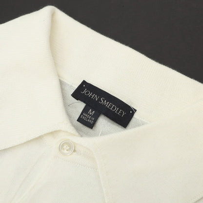 【中古】ジョンスメドレー JOHN SMEDLEY ハイゲージ シーアイランドコットン 半袖 ポロニット オフホワイト【サイズM】【 状態ランクC 】【 メンズ 】
