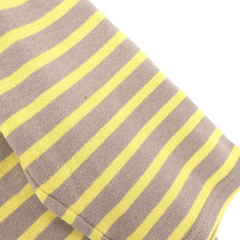 【中古】セントジェームス SAINT JAMES コットン ボーダー ボートネック バスクシャツ 長袖Ｔシャツ ダークグレージュ系xイエロー【サイズ4】【 状態ランクC 】【 メンズ 】
