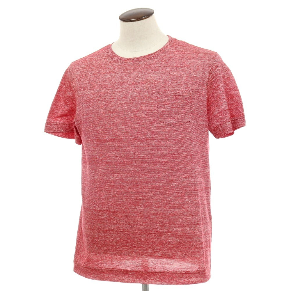 【中古】チルコロ1901 CIRCOLO 1901 リネンコットン クルーネック 半袖ポケットTシャツ レッドxホワイト【サイズL】【 状態ランクB 】【 メンズ 】