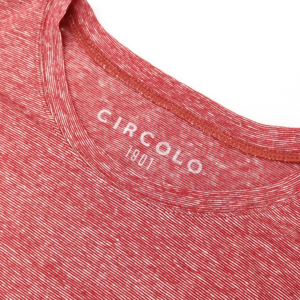 【中古】チルコロ1901 CIRCOLO 1901 リネンコットン クルーネック 半袖ポケットTシャツ レッドxホワイト【サイズL】【 状態ランクB 】【 メンズ 】