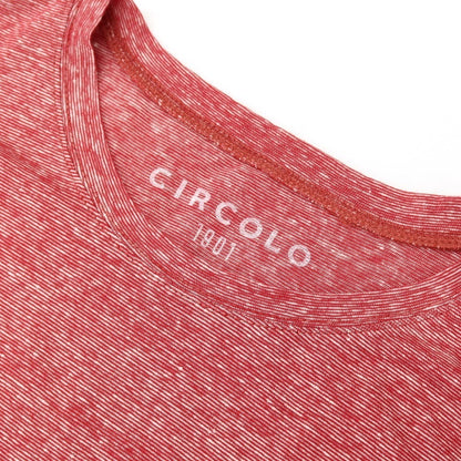 【中古】チルコロ1901 CIRCOLO 1901 リネンコットン クルーネック 半袖ポケットTシャツ レッドxホワイト【サイズL】【 状態ランクB 】【 メンズ 】