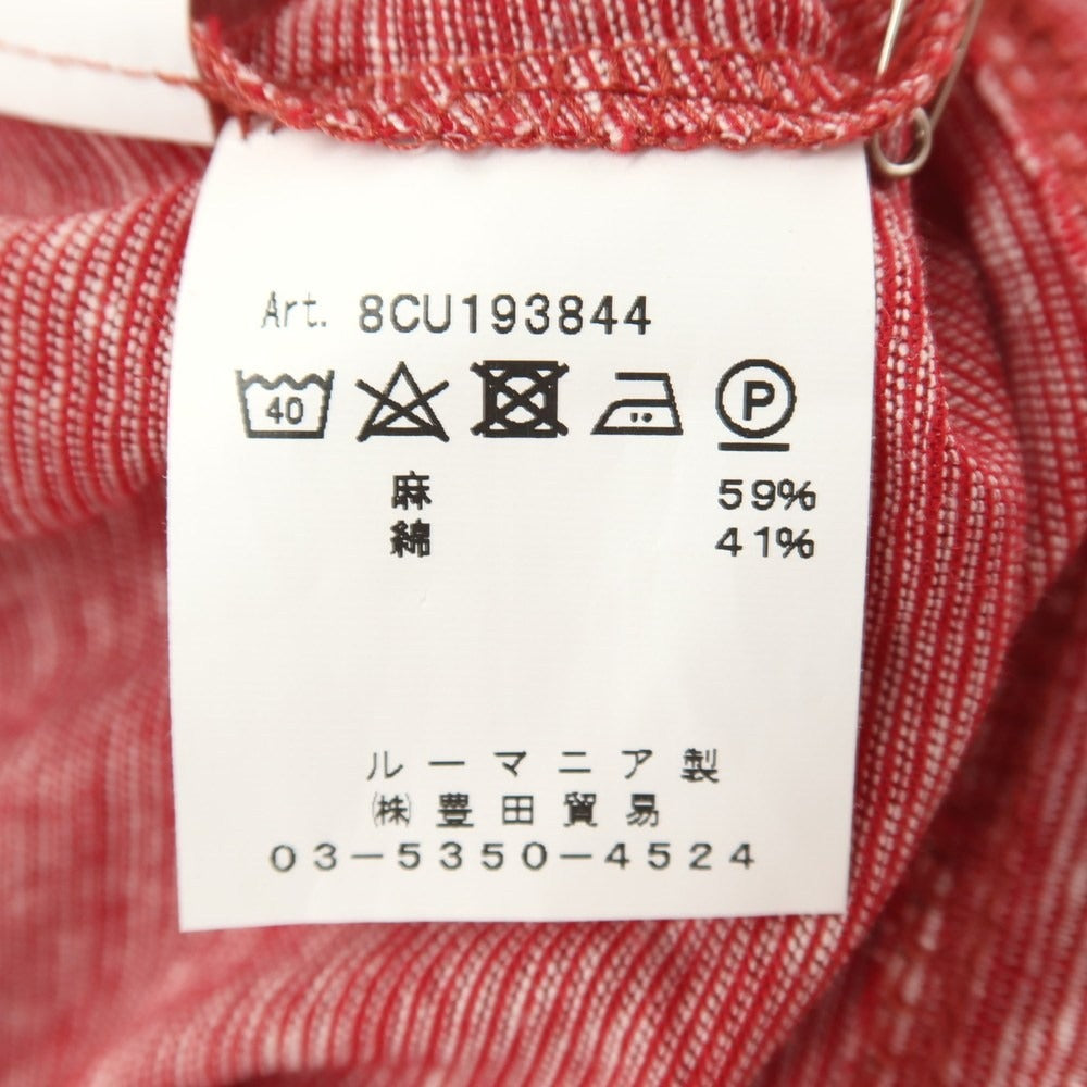 【中古】チルコロ1901 CIRCOLO 1901 リネンコットン クルーネック 半袖ポケットTシャツ レッドxホワイト【サイズL】【 状態ランクB 】【 メンズ 】