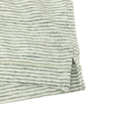 【中古】バナナリパブリック Banana Republic リネン ボーダー クルーネック 半袖ポケットTシャツ グリーンxホワイト【サイズL】【 状態ランクB 】【 メンズ 】