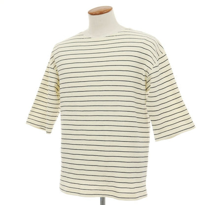 【中古】グリーンレーベルリラクシング green label relaxing コットン ボーダー クルーネック 半袖Ｔシャツ クリームxブラック【サイズM】【 状態ランクB 】【 メンズ 】