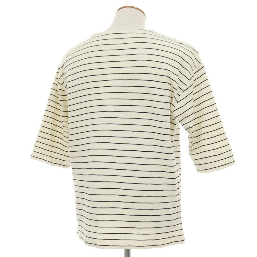 【中古】グリーンレーベルリラクシング green label relaxing コットン ボーダー クルーネック 半袖Ｔシャツ クリームxブラック【サイズM】【 状態ランクB 】【 メンズ 】