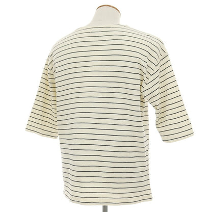 【中古】グリーンレーベルリラクシング green label relaxing コットン ボーダー クルーネック 半袖Ｔシャツ クリームxブラック【サイズM】【 状態ランクB 】【 メンズ 】