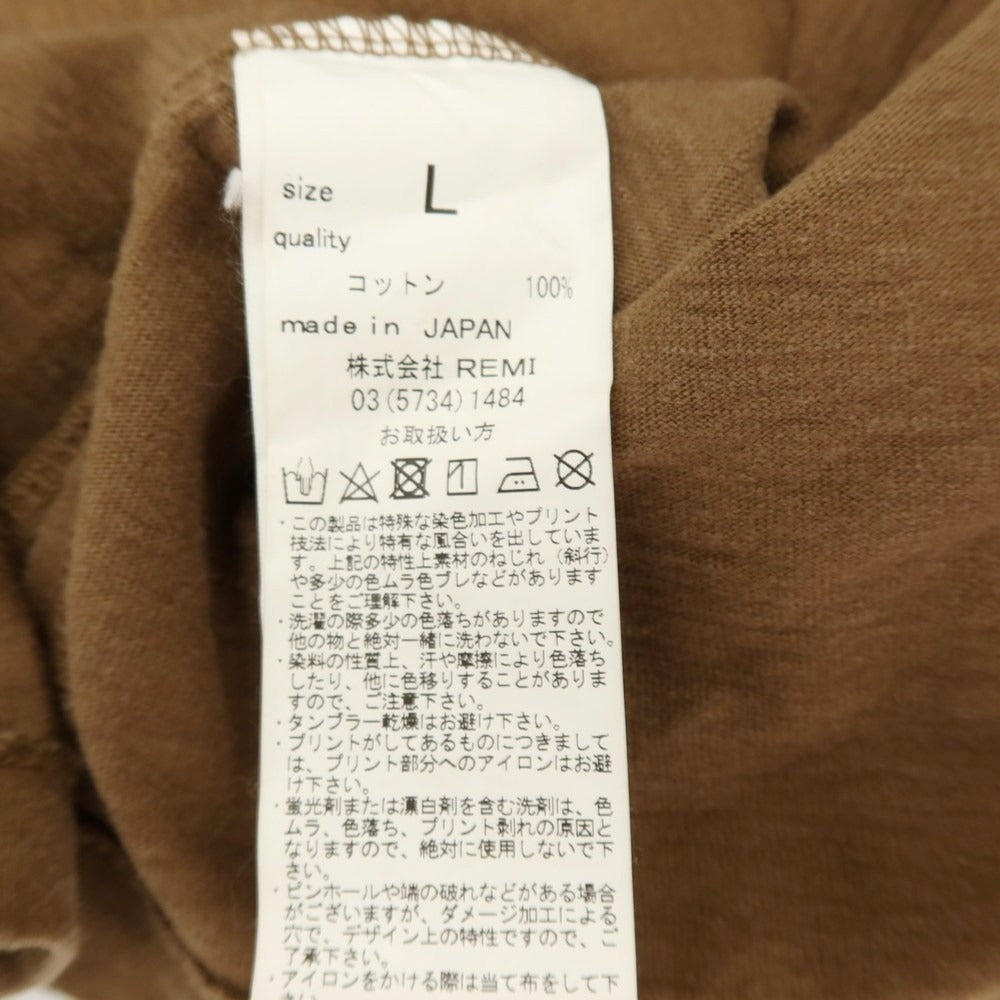 【中古】レミレリーフ REMI RELIEF 染色加工 コットン クルーネック 半袖Ｔシャツ ブラウン【サイズL】【 状態ランクB 】【 メンズ 】