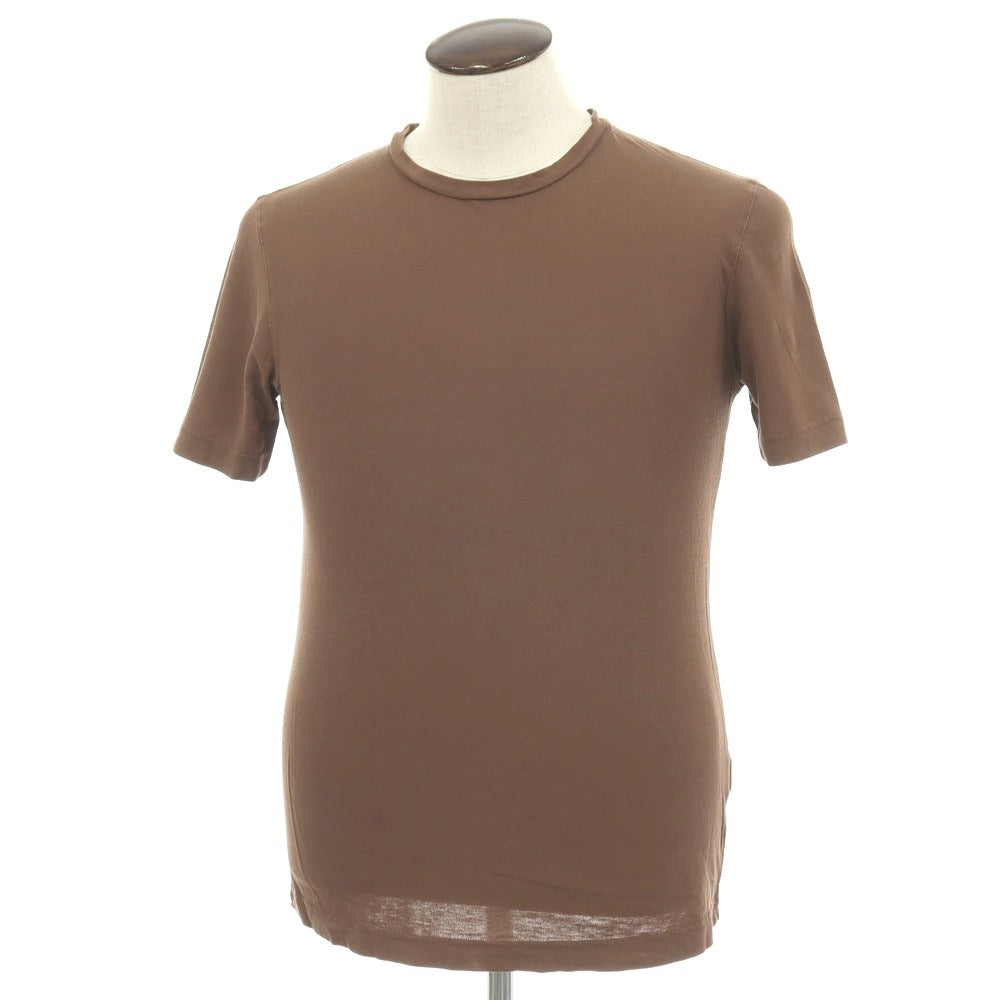 【中古】フィリッポ デ ローレンティス FILIPPO DE LAURENTIIS クレープコットン クルーネック 半袖Ｔシャツ ブラウン【サイズ50】【 状態ランクC 】【 メンズ 】