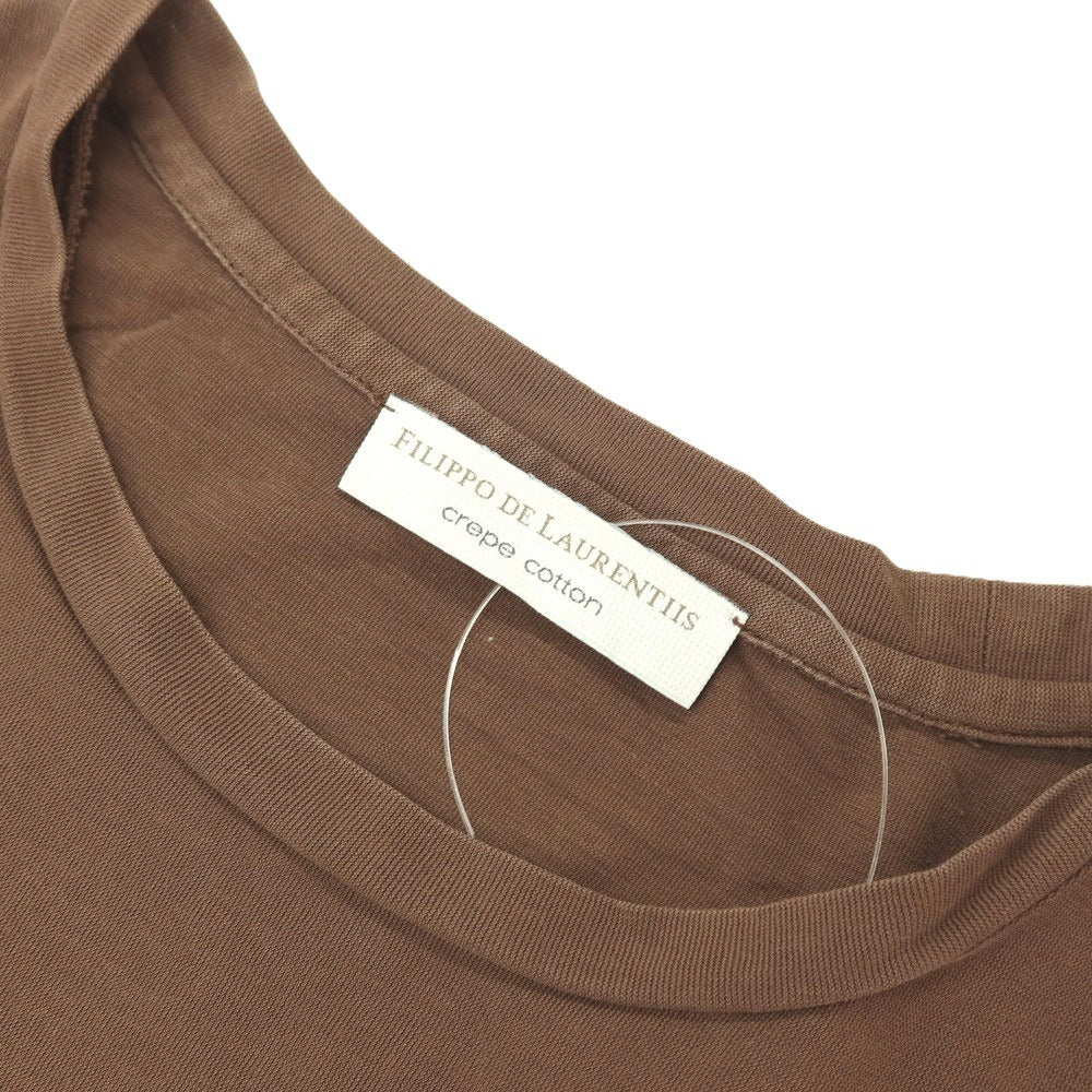 【中古】フィリッポ デ ローレンティス FILIPPO DE LAURENTIIS クレープコットン クルーネック 半袖Ｔシャツ ブラウン【サイズ50】【 状態ランクC 】【 メンズ 】