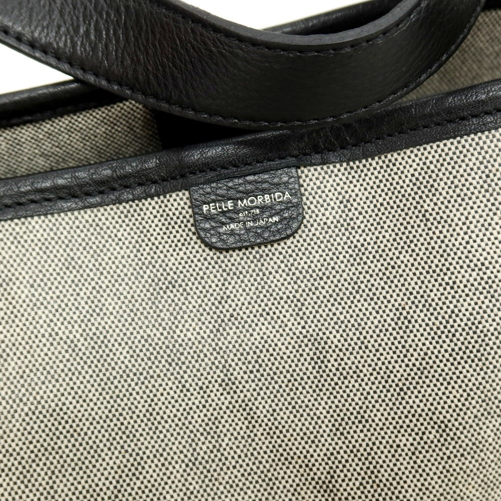【中古】ペッレモルビダ PELLE MORBIDA PVCキャンバス系 レザー トートバッグ グレーxブラック【 状態ランクB 】【 ユニセックス 】