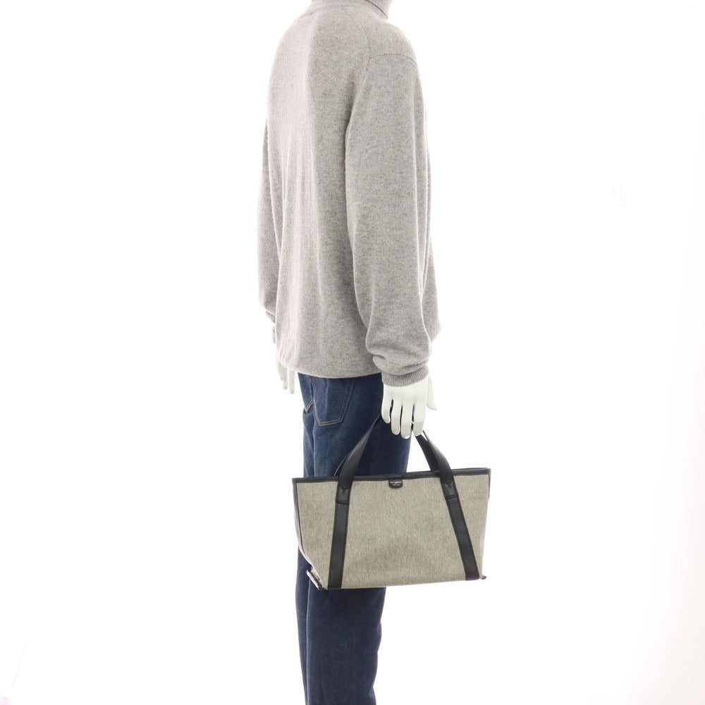 【中古】ペッレモルビダ PELLE MORBIDA PVCキャンバス系 レザー トートバッグ グレーxブラック【 状態ランクB 】【 ユニセックス 】