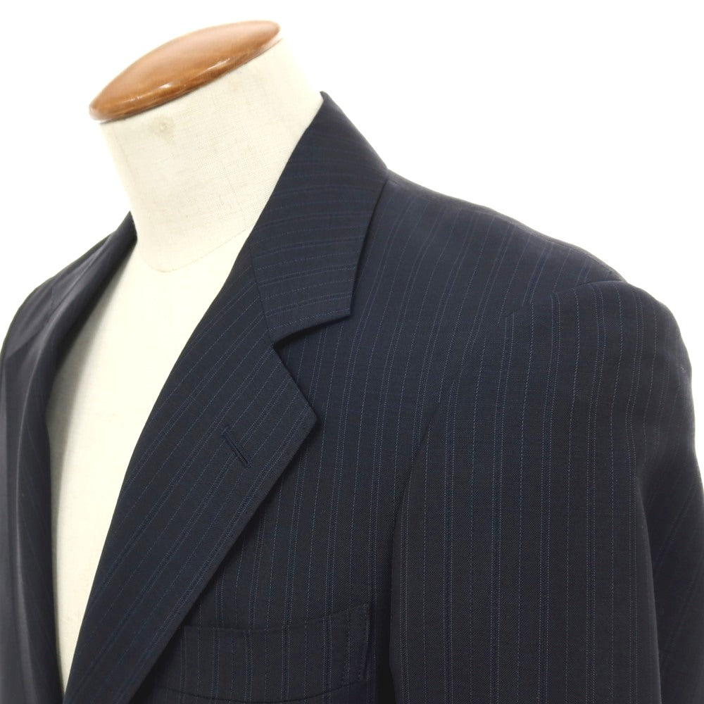 【中古】ゼルビーノ ZERBINO ウール ストライプ 2つボタンスーツ ネイビー【サイズ表記なし（M位）】【 状態ランクA 】【 メンズ 】