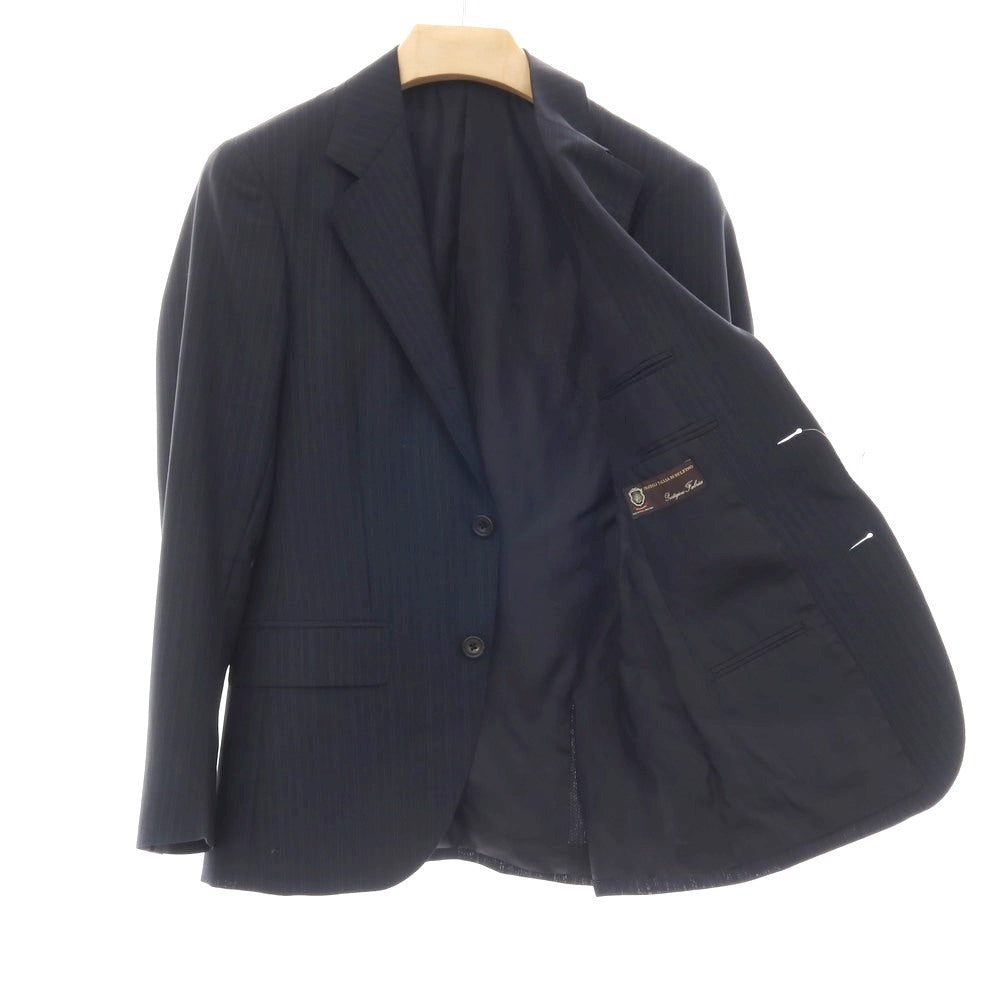 【中古】ゼルビーノ ZERBINO ウール ストライプ 2つボタンスーツ ネイビー【サイズ表記なし（M位）】【 状態ランクA 】【 メンズ 】[CPD]