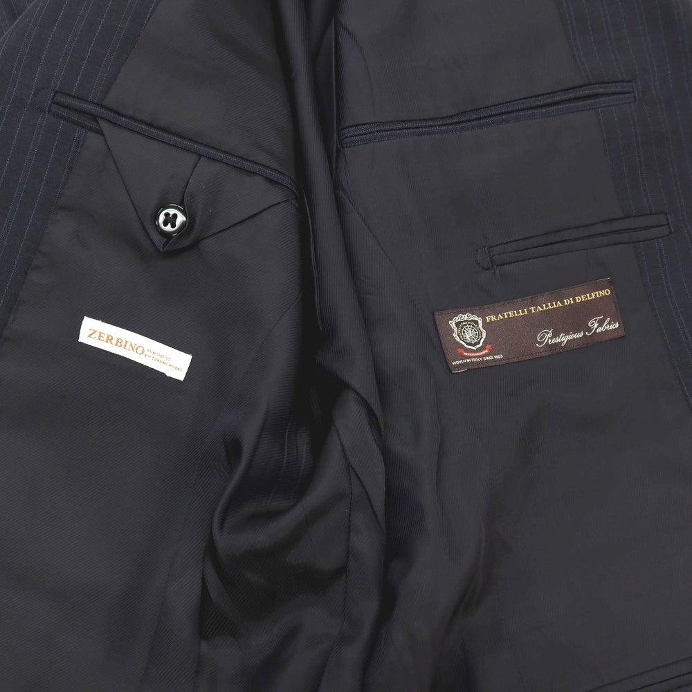 【中古】ゼルビーノ ZERBINO ウール ストライプ 2つボタンスーツ ネイビー【サイズ表記なし（M位）】【 状態ランクA 】【 メンズ 】[CPD]