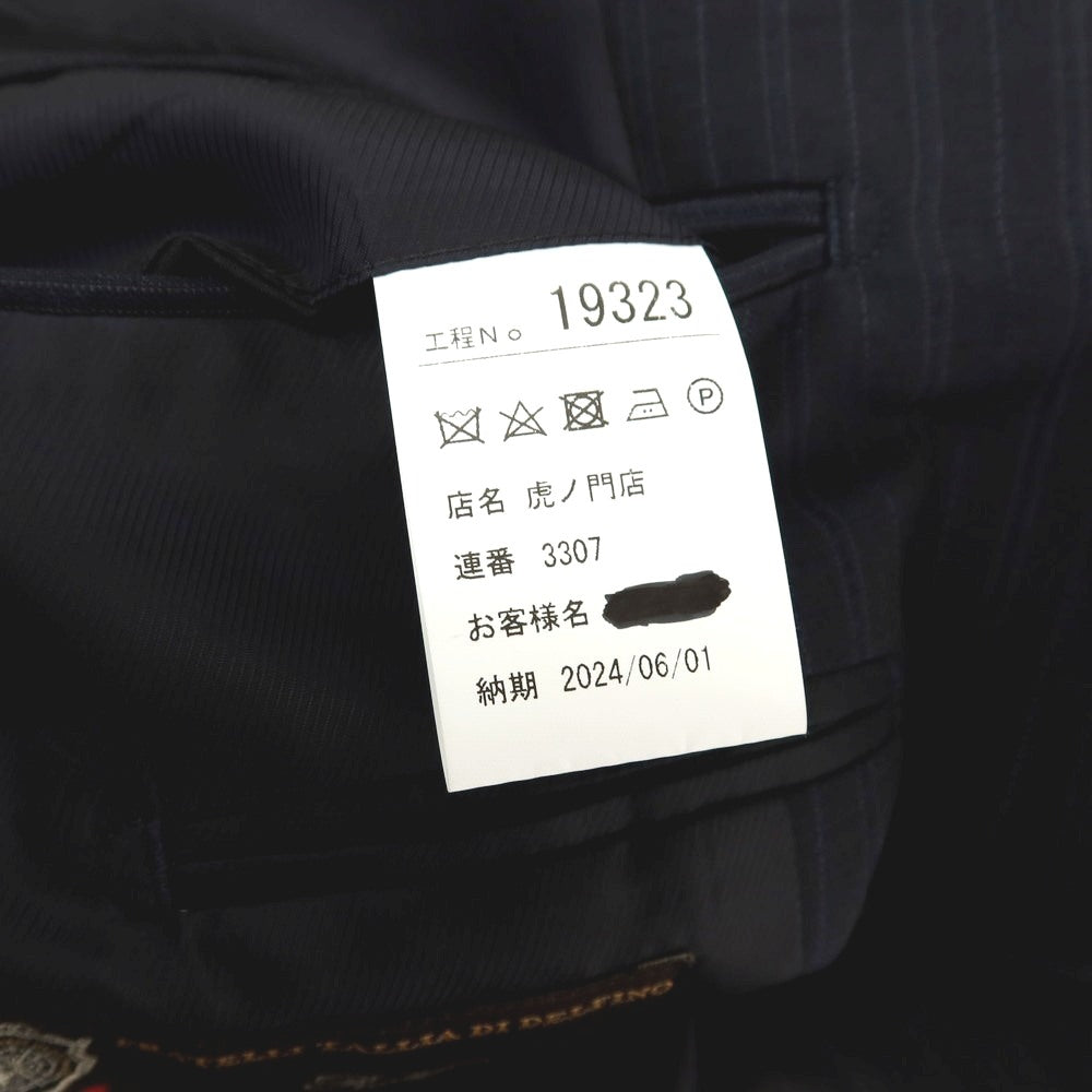 【中古】ゼルビーノ ZERBINO ウール ストライプ 2つボタンスーツ ネイビー【サイズ表記なし（M位）】【 状態ランクA 】【 メンズ 】[CPD]