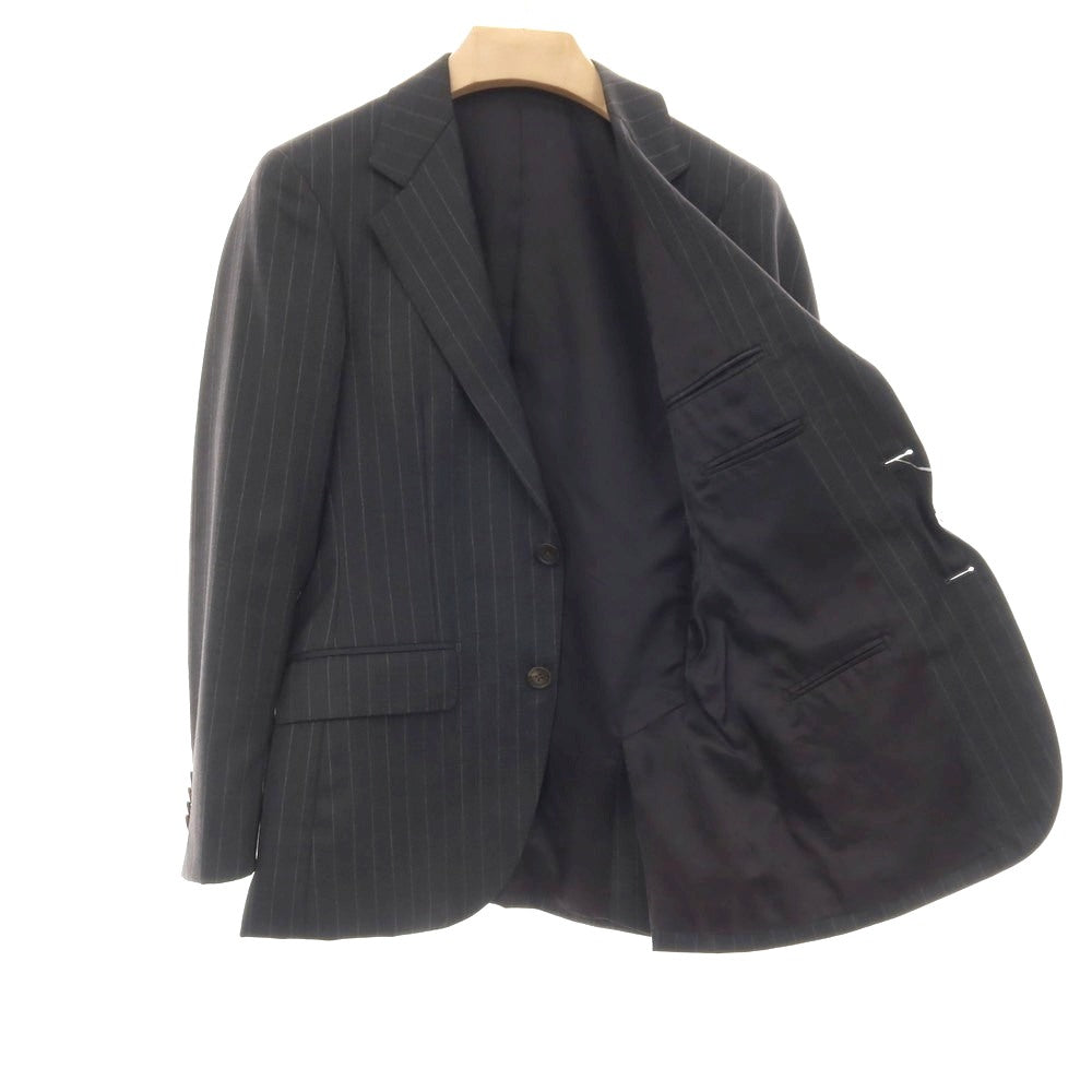 【中古】ゼルビーノ ZERBINO ウール ストライプ 2つボタンスーツ グレー【サイズ表記なし（M位）】【 状態ランクB 】【 メンズ 】[APD]