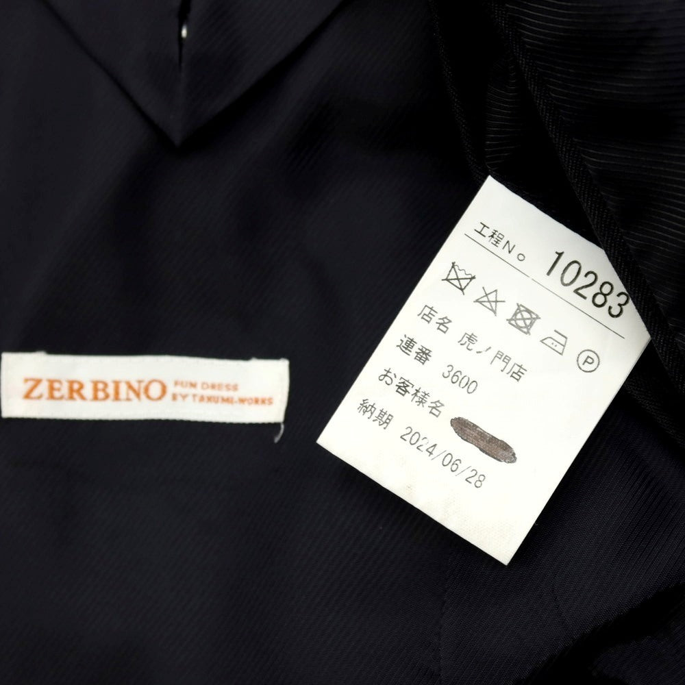【中古】ゼルビーノ ZERBINO ウール シャドーストライプ 2つボタンスーツ ブラック【サイズ表記なし（M位）】【 状態ランクB 】【 メンズ 】[APD]
